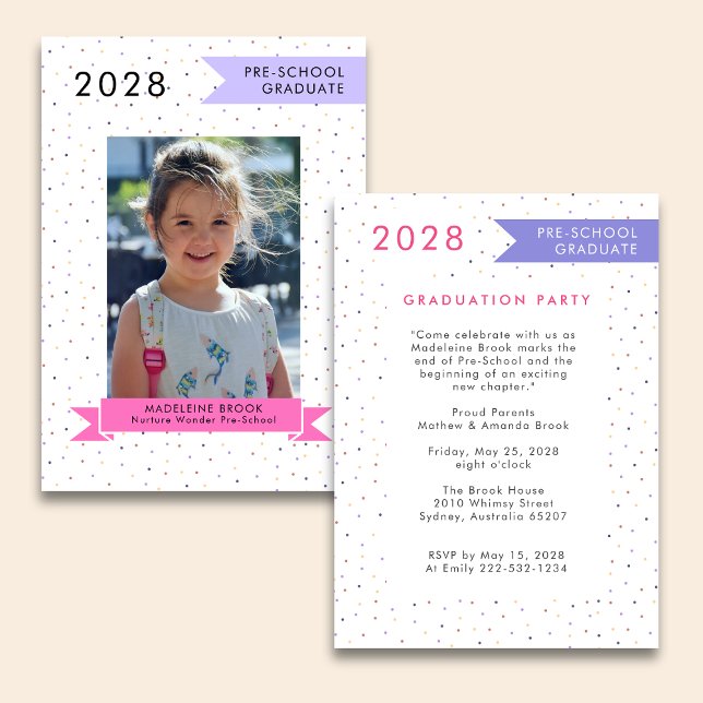 PRE-SCHOOL girl Graduation Photo Cute 2025 Invitation (Creator Uploaded)