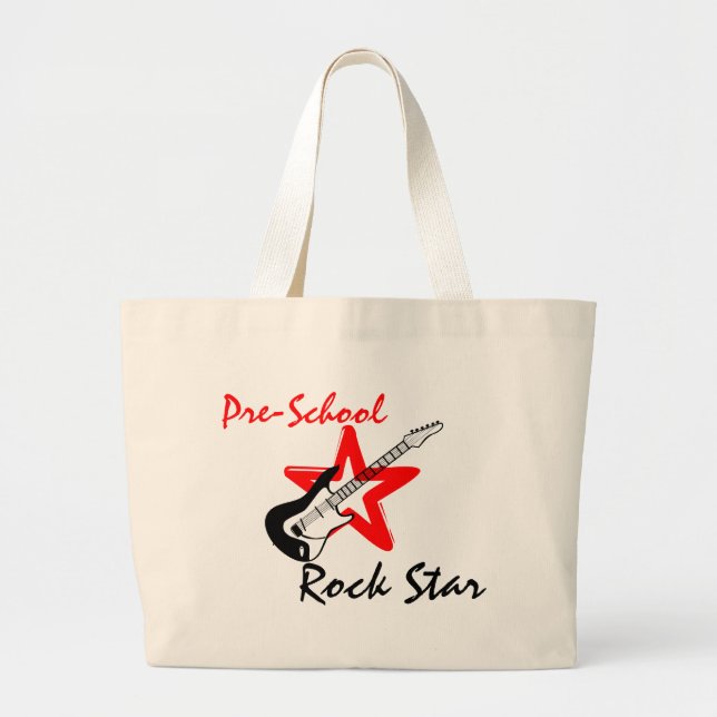 Pre School Rockstar Large Tote Bag (Front)