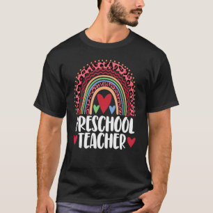 Pre School Teacher Rainbow Women Leopard Rainbow T-Shirt