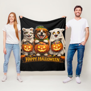 Pre-whimsical happy Halloween cozy fleece blanket