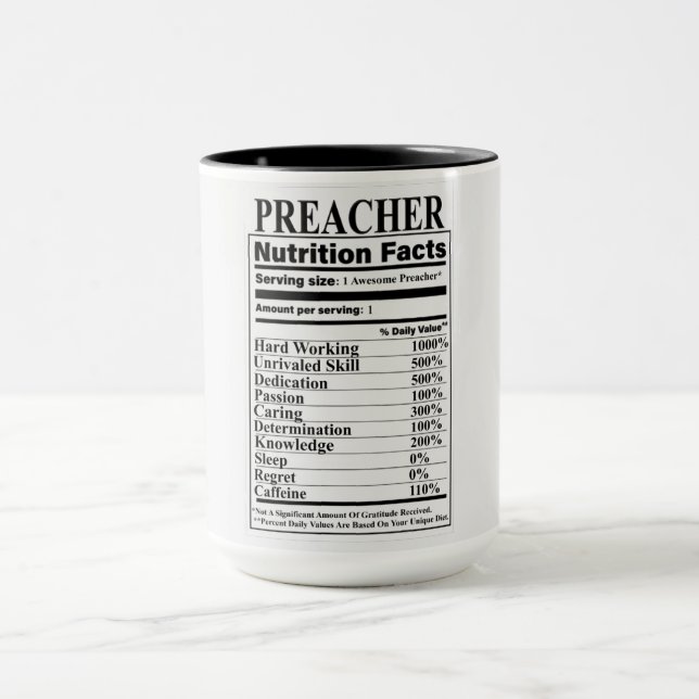 Preacher Nutrition Facts Mug (Center)