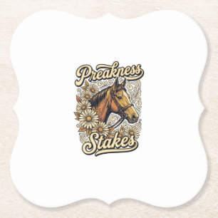 Preakness Stakes Vintage Horse Floral Race Design Paper Coaster