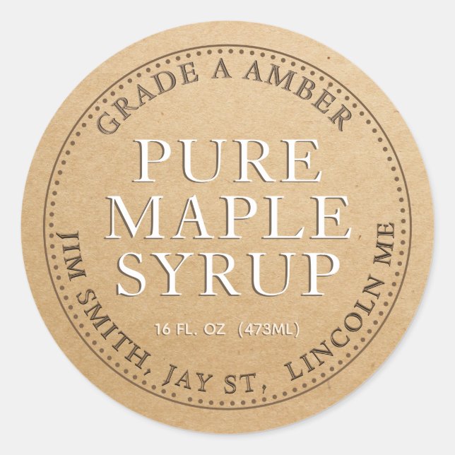 Precalculated Maple Syrup Product Label (Kraft) (Front)