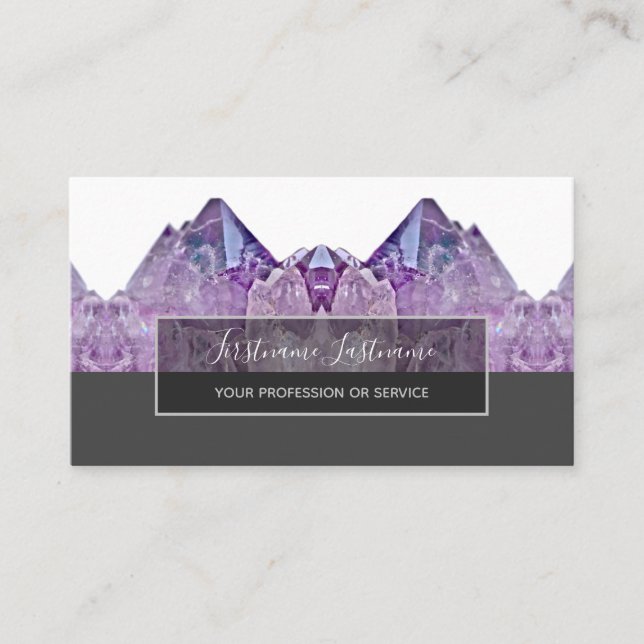 Precious amethyst gem luxury crystal jewellery business card (Front)