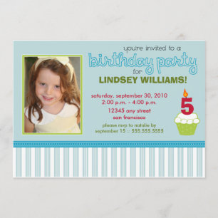 Precious Aqua Cupcake Girls Birthday Party Invite