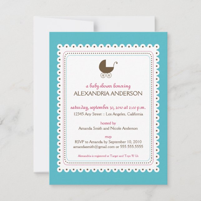 Precious Aqua Custom Baby Shower Invitation (Front)