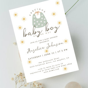 Precious Baby Boy On The Way Boho Sun Baby Shower Invitation