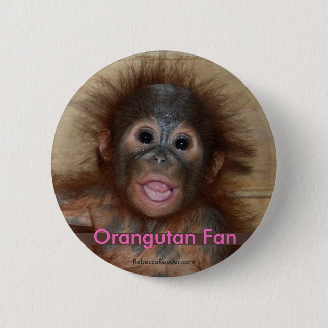 Precious Baby Orangutan 6 Cm Round Badge (Front)