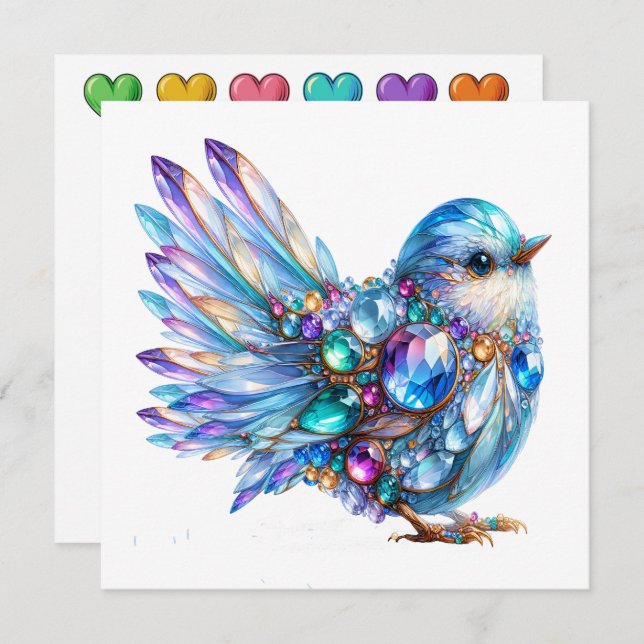 Precious Bling Birds Theme Invitation (Front/Back)