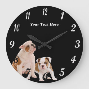 Precious Bulldog Puppies Round Wall Clock