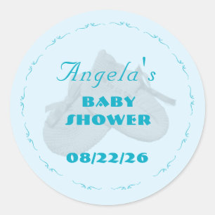 Precious Bundle Boy Baby Shower  Classic Round Sticker
