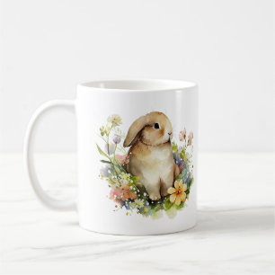 Precious Bunny Rabbit in a Wreath of Flowers Coffee Mug