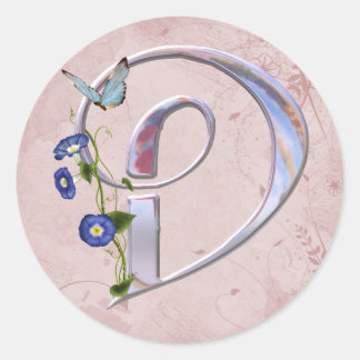 Precious Butterfly Initial D Classic Round Sticker