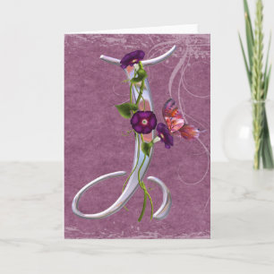 Precious Butterfly Initial J Note Card