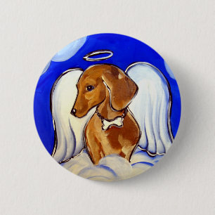 " Precious Dachshund Angel Pet Art Pins" 6 Cm Round Badge