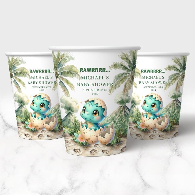 Precious Dino Baby Shower Hatching Soon Paper Cups (Precious Dino Baby Shower Hatching Soon Paper Cups)
