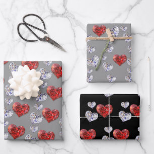 Precious Elegant Diamond Hearts Wrapping Paper Sheet