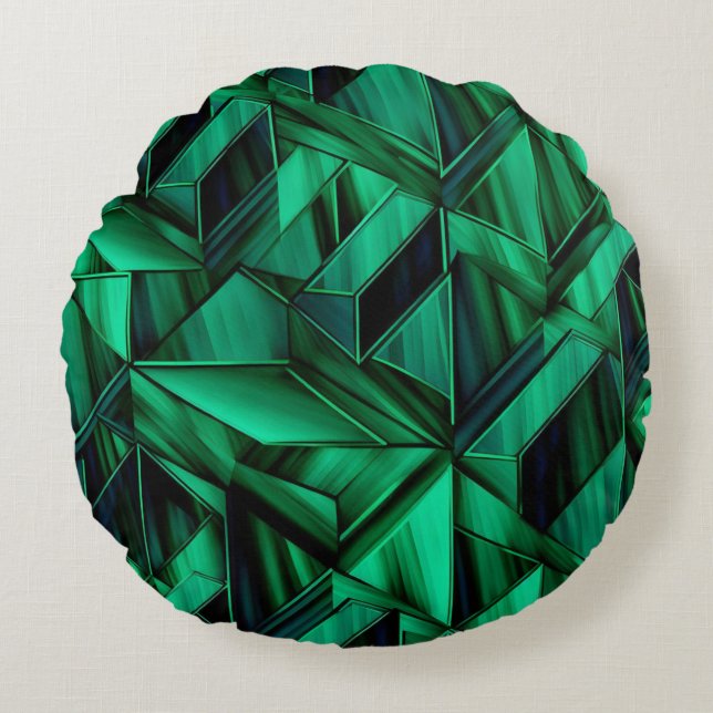 Precious emerald gemstone inspired round cushion (Front)