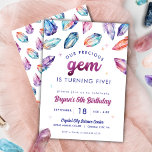 Precious Gem Girls 5th Birthday Crystals Invitation<br><div class="desc">Planning a gem of a celebration? This girls 5th birthday invitation is designed with shimmering crystals and soft colours that set the tone for a magical day. It features the sweet phrase our precious gem is turning FIVE years old (or any age you like), and it's fully customisable to make...</div>