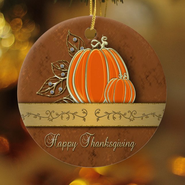 Precious Gold Thanksgiving Pumpkin Leaves Ceramic Tree Decoration (Creator Uploaded)