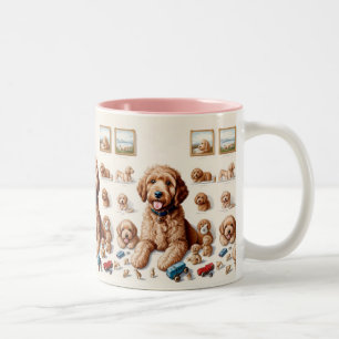 Precious Goldendoodle Artwork Two-Tone Coffee Mug