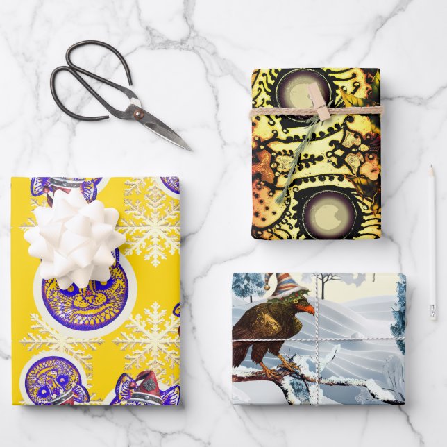 PRECIOUS HOLIDAY wrapping paper 3-sheet set (Front)