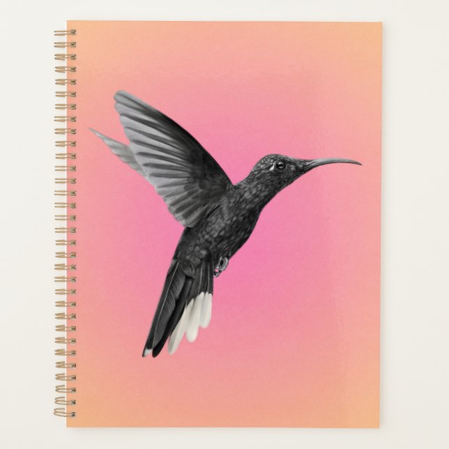 Precious Hummingbird on Pink Orange Planner (Front)
