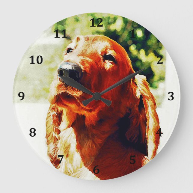 Precious Irish Setter Puppy Large Clock (Front)