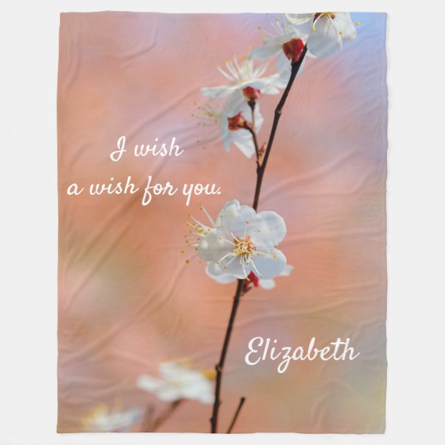 Precious Japanese Apricot Flowers Fleece Blanket (Front)
