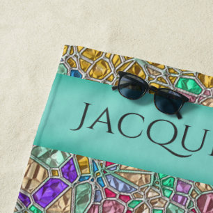Precious Jewels Gemstone Look Mosaic - Customise a Beach Towel