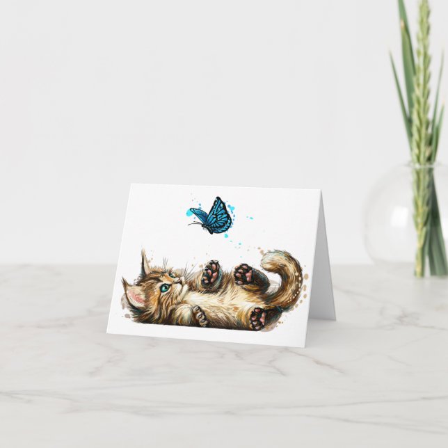 Precious Kitten and Butterfly Notecards (Front)