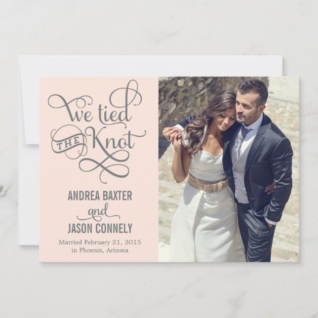 Precious Knot Wedding Announcement - Light Peach (Front)