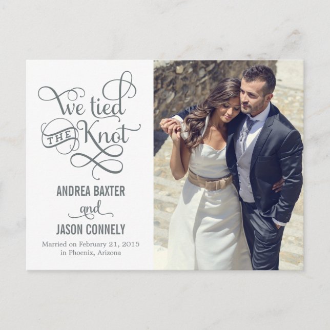 Precious Knot Wedding Announcement - White (Front)
