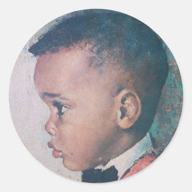 Precious Little Black Boy Vintage Classic Round Sticker (Front)