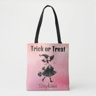 Precious Little Witch Halloween Trick or Treat  Tote Bag
