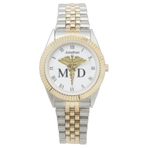 Precious Medical Gold Caduceus Medical Doctor MD Watch
