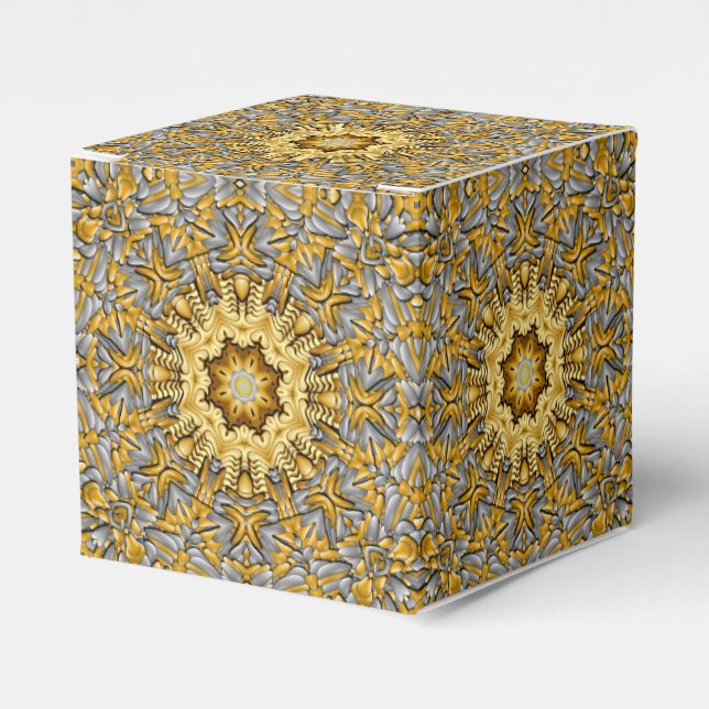 Precious Metal Gold  Silver Vintage Kaleidoscope Favour Box (Front Side)