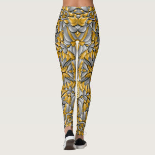 Precious Metal Gold  Silver Vintage Kaleidoscope Leggings
