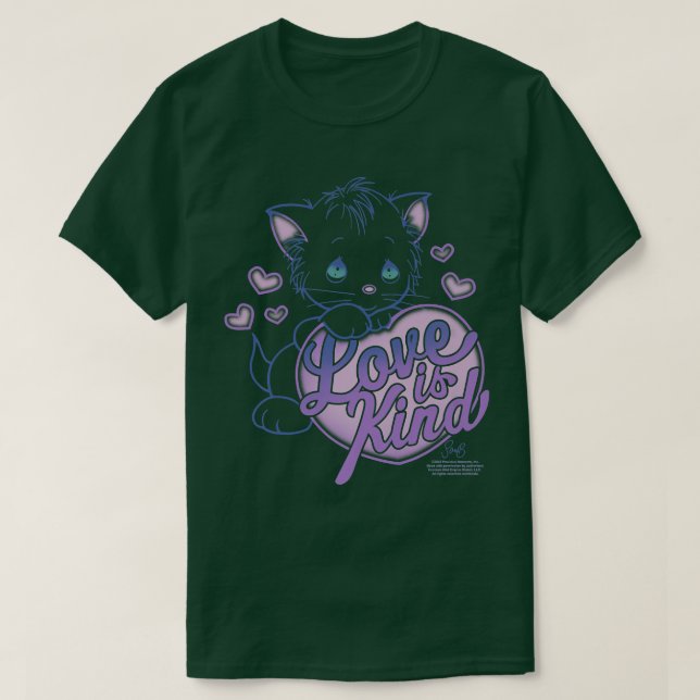 Precious Moments Love Is Kind Kitten Hearts  T-Shirt (Design Front)