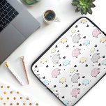 Precious Pastel Sheep & Hearts Pattern Laptop Sleeve<br><div class="desc">This laptop case features little black hearts and sheep in pastel colours,  with polkadot and striped wool!</div>