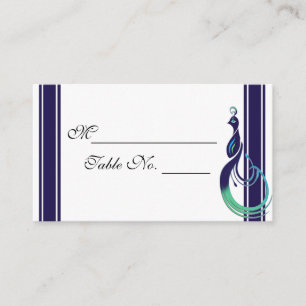 Precious Peacock in Purple Teal and Green Place Ca Card
