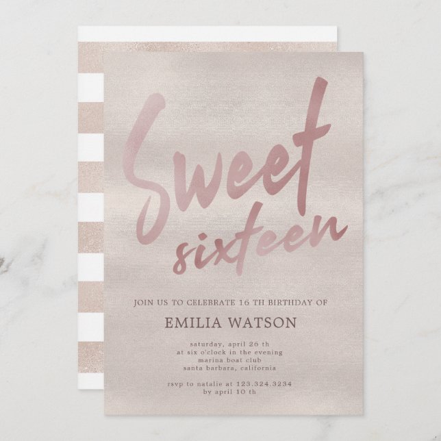 Precious Pearl | Sweet Sixteen Invitation (Front/Back)