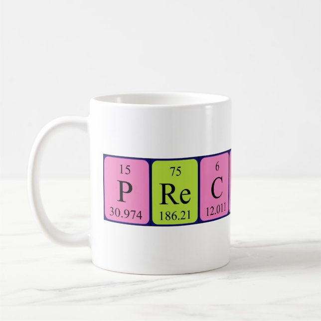 Precious periodic table name mug (Left)