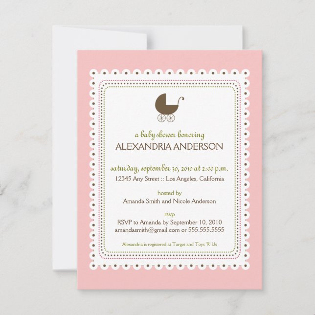 Precious Pink Custom Baby Shower Invitation (Front)