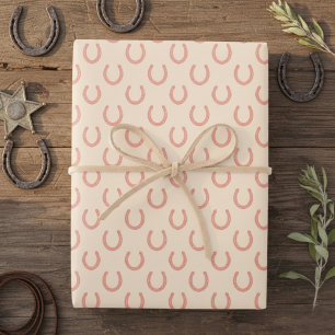 Precious Pink Horseshoes Pale Blush Cowgirl  Wrapping Paper Sheet