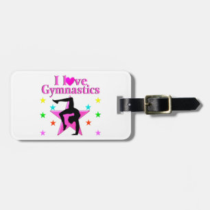 PRECIOUS PINK I LOVE GYMNASTICS DESIGN LUGGAGE TAG