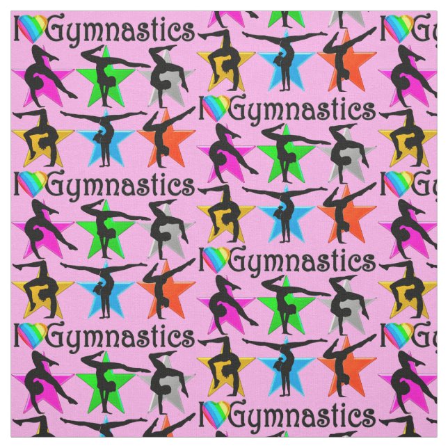 PRECIOUS PINK I LOVE GYMNASTICS FABRIC (Swatch)