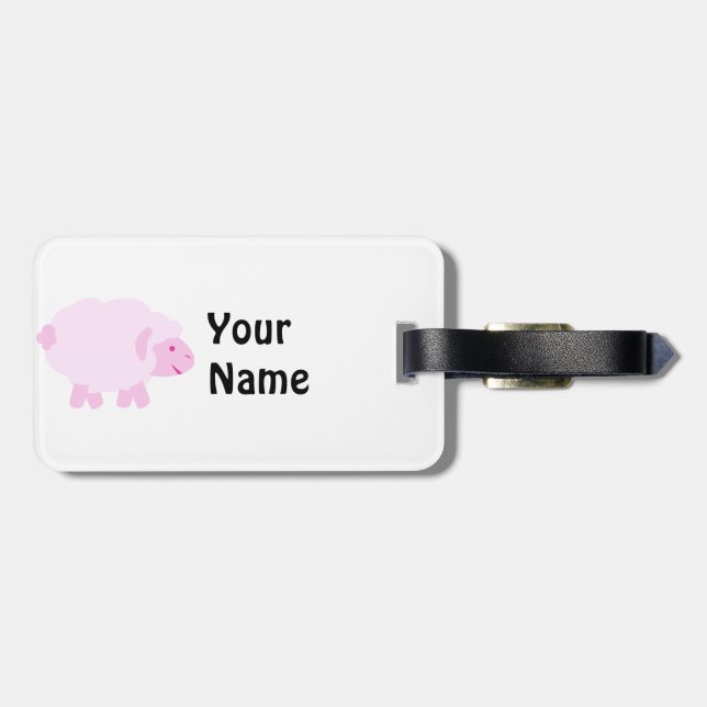 Precious Pink Little Lamb Luggage Tag (Back Horizontal)
