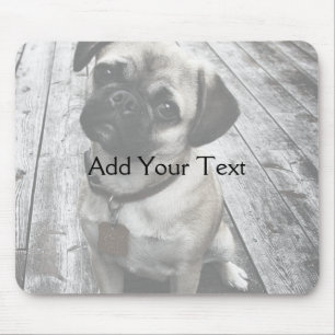 Precious Pug Puppy in Black and White Mouse Pad
