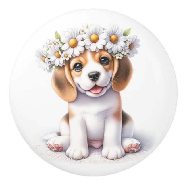 Precious Puppies Ceramic Knob (Front)